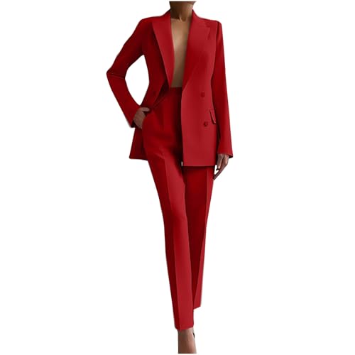 NUSGEAR 2 Piece Suit Women Fashion Blazer and Pants Long Autumn Winter Slim Fit Elegant Business Office Party Dinner Solid Color Casual Suit Basic Jacket Comfortable Coat Set 2025