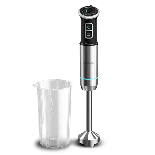 Cecotec Power TitanBlack 1500 XL PerfectCream&Crush Hand Blender, 1500 W, CrossBlades Technology with 4-Blade Blades, XL Foot, Includes Chopper, Whisk Sticks and Masher