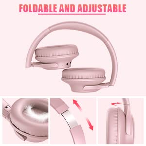 KVIDIO Wireless On-Ear Headphones, 55 Hours Playtime Bluetooth Headphones, Foldable Lightweight Headphones with Microphone, Deep Bass (Black)