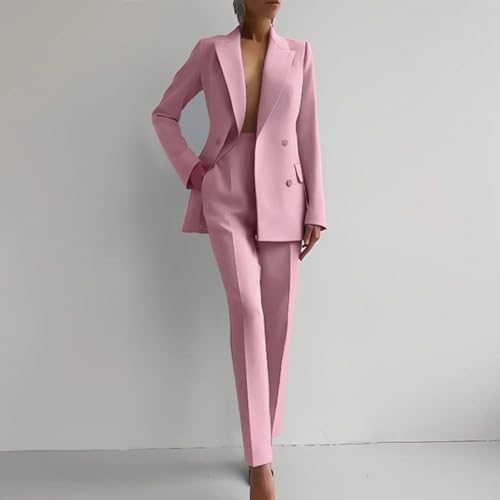 NUSGEAR 2 Piece Suit Women Fashion Blazer and Pants Long Autumn Winter Slim Fit Elegant Business Office Party Dinner Solid Color Casual Suit Basic Jacket Comfortable Coat Set 2025