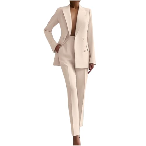 NUSGEAR 2 Piece Suit Women Fashion Blazer and Pants Long Autumn Winter Slim Fit Elegant Business Office Party Dinner Solid Color Casual Suit Basic Jacket Comfortable Coat Set 2025