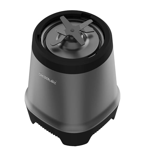 Cecotec EasyGo Power Titanium 350 350 W Portable Single Cup Blender, Ice Pick, 4 Blades Titanium Coated Black Blades, Includes 2 Cooling Tubes, 2 Portable Cups and 2 Lids