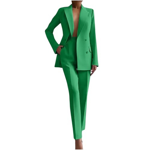 NUSGEAR 2 Piece Suit Women Fashion Blazer and Pants Long Autumn Winter Slim Fit Elegant Business Office Party Dinner Solid Color Casual Suit Basic Jacket Comfortable Coat Set 2025
