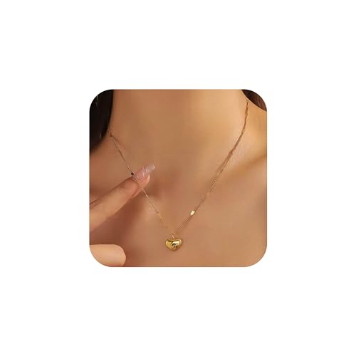 Heart Necklaces for Women, Silver Heart Necklace, Simple Choker, Fashion Jewelry, Birthday Gift for Mother Daughter - Gold and Silver