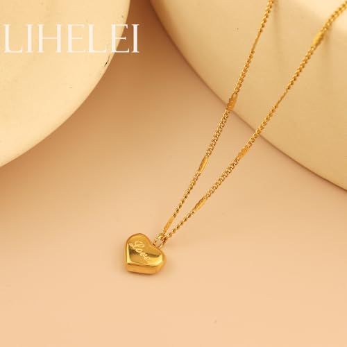 Heart Necklaces for Women, Silver Heart Necklace, Simple Choker, Fashion Jewelry, Birthday Gift for Mother Daughter - Gold and Silver