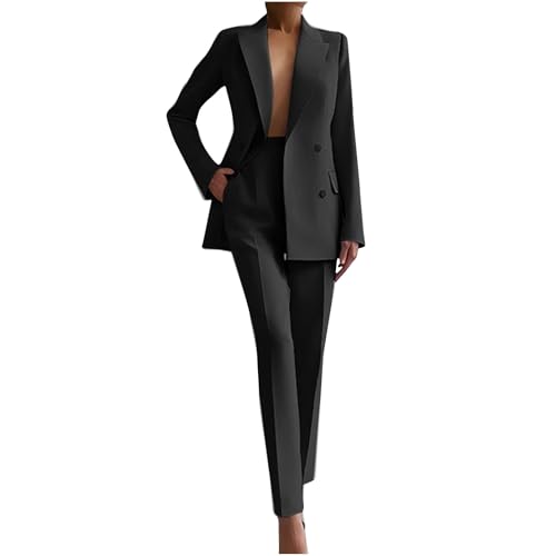 NUSGEAR 2 Piece Suit Women Fashion Blazer and Pants Long Autumn Winter Slim Fit Elegant Business Office Party Dinner Solid Color Casual Suit Basic Jacket Comfortable Coat Set 2025