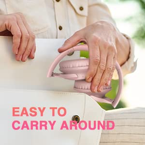 KVIDIO Wireless On-Ear Headphones, 55 Hours Playtime Bluetooth Headphones, Foldable Lightweight Headphones with Microphone, Deep Bass (Black)