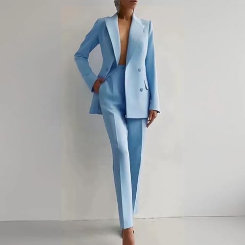 NUSGEAR 2 Piece Suit Women Fashion Blazer and Pants Long Autumn Winter Slim Fit Elegant Business Office Party Dinner Solid Color Casual Suit Basic Jacket Comfortable Coat Set 2025