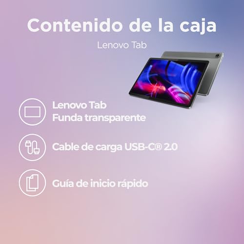 Lenovo Tab – Tablet 10.1 inch WUXGA (MediaTek Helio G85, 4 GB RAM, 128 GB, 60 Hz, 2 Speakers, Wi-Fi 5, Bluetooth 5.3, Android 14) Polar Blue – Includes Transparent Case with Built-in Stand