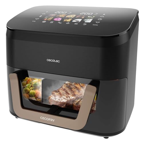 Cecotec Air Fryer 8L with Double Grill, Air Fryer, Cecofry&Grill Duoheat 8000. 2200W, Perfect Golden and Grill Flavor in Meat, Temperature between 80-200°C, 8 Menus and Window