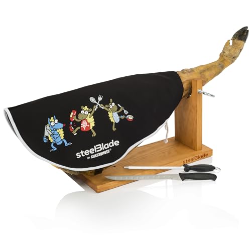 Ham Holder + Kukuxumusu Ham Cover + Ham Knife and Chaira – Ham Holder Made in Spain
