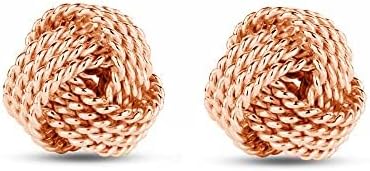 LeCalla Italian Silver Jewelry Stud Earring Twisted Design Wire Love Knot for Women
