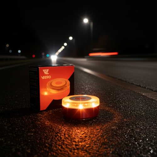 VZero V16 Emergency Light with Geolocation + Case, Certified Signal Connected with DGT 3.0, Suitable for 2026, Car Beacon with eSIM Included, High Power and Eye Protect System