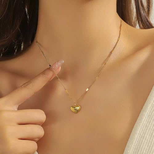 Heart Necklaces for Women, Silver Heart Necklace, Simple Choker, Fashion Jewelry, Birthday Gift for Mother Daughter - Gold and Silver