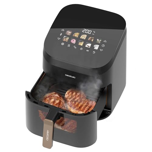 Cecotec Air Fryer 8L with Double Grill, Air Fryer, Cecofry&Grill Duoheat 8000. 2200W, Perfect Golden and Grill Flavor in Meat, Temperature between 80-200°C, 8 Menus and Window