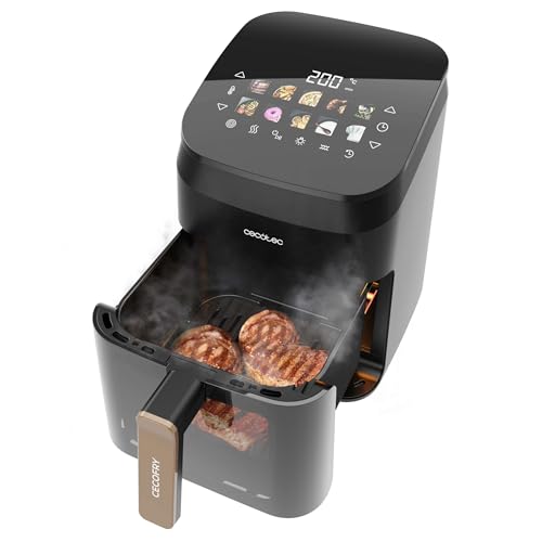 Cecotec Air Fryer 8L with Double Grill, Air Fryer, Cecofry&Grill Duoheat 8000. 2200W, Perfect Golden and Grill Flavor in Meat, Temperature between 80-200°C, 8 Menus and Window
