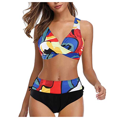 riou Women's Bikinis 2025 Push Up Cheap Halter Bikini Swimsuit Two Pieces Bra and Briefs High Waist Basic Tankinis Swimsuits Beachwear Brazilian Biqunis