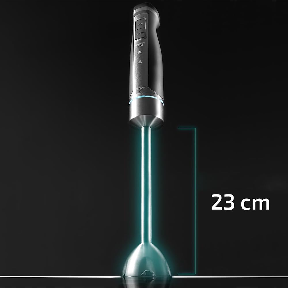 Cecotec Power TitanBlack 1500 XL PerfectCream&Crush Hand Blender, 1500 W, CrossBlades Technology with 4-Blade Blades, XL Foot, Includes Chopper, Whisk Sticks and Masher