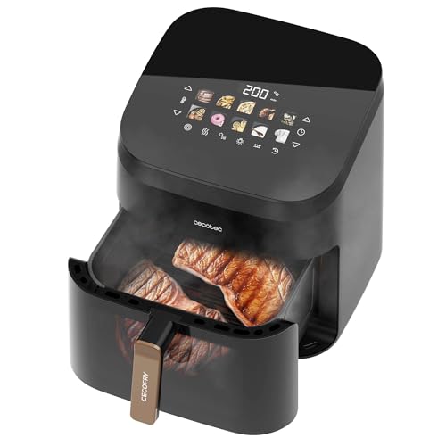 Cecotec Air Fryer 8L with Double Grill, Air Fryer, Cecofry&Grill Duoheat 8000. 2200W, Perfect Golden and Grill Flavor in Meat, Temperature between 80-200°C, 8 Menus and Window
