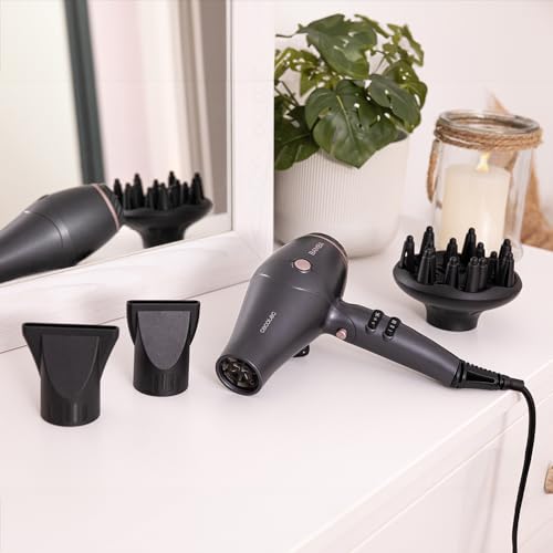 Cecotec Bamba IoniCare 5200 Aura Black Ionic Hair Dryer. 2300W, Concentrator and Diffuser, Frizz Free Hair, DC Motor, Real Ion, High Air Flow, 2 Speeds and 3 Temperatures
