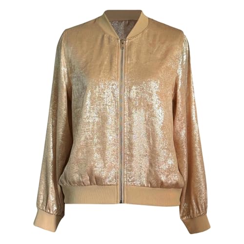 Generisch 2025 Women Casual Jackets Lightweight Slim Fit Zipper Jacket Reflective Elegant Solid Color Fashion Spring Autumn Outerwear Lightweight Sweatshirt Men