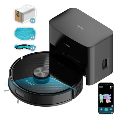 Cecotec Conga M50 Robot Vacuum Cleaner and Floor Scrubber, Laser Navigation, 5000Pa Suction Pressure, 3200 mAh Battery, Multifunction Brush for All Surfaces, Coverage up to 160 m²
