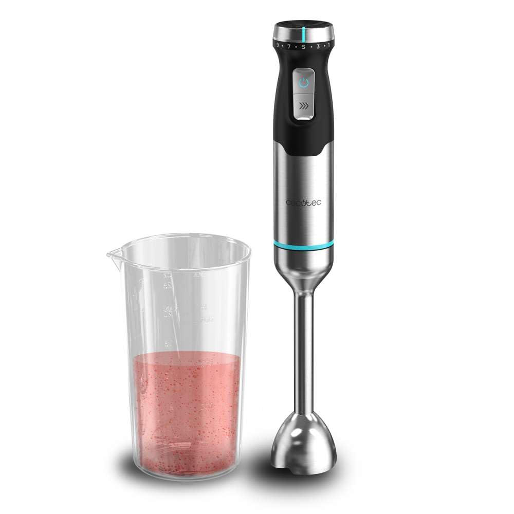 Cecotec Power TitanBlack 1500 XL PerfectCream&Crush Hand Blender, 1500 W, CrossBlades Technology with 4-Blade Blades, XL Foot, Includes Chopper, Whisk Sticks and Masher