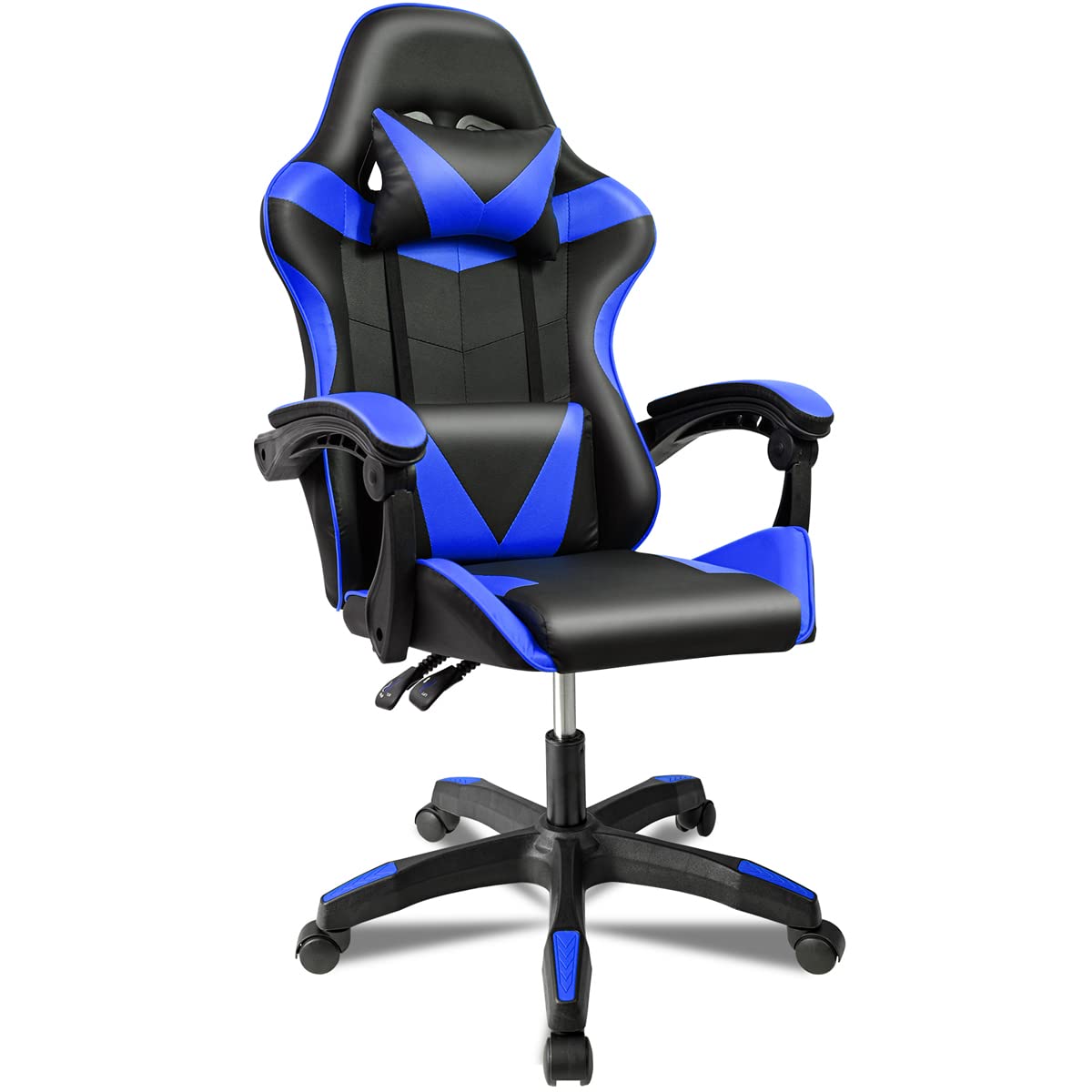 Ergonomic Reclining Gaming Chair with Lumbar and Cervical Cushion | Adjustable Height, Padded Armrests, 360° Wheels | Ideal for Office, Desk, Telework, Study, Gaming, Computer