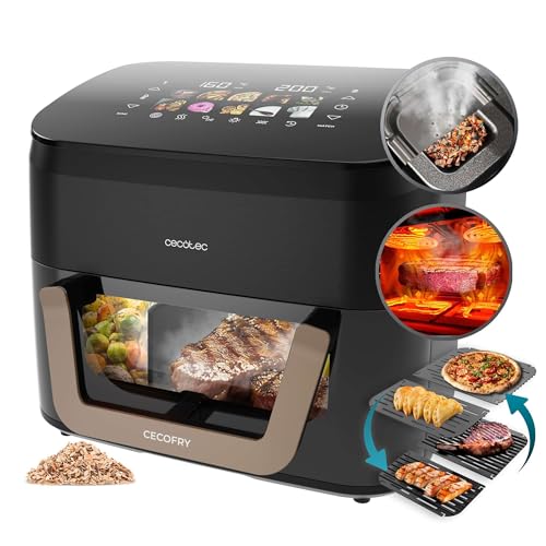 Cecotec Air Fryer 8L with Double Grill, Air Fryer, Cecofry&Grill Duoheat 8000. 2200W, Perfect Golden and Grill Flavor in Meat, Temperature between 80-200°C, 8 Menus and Window