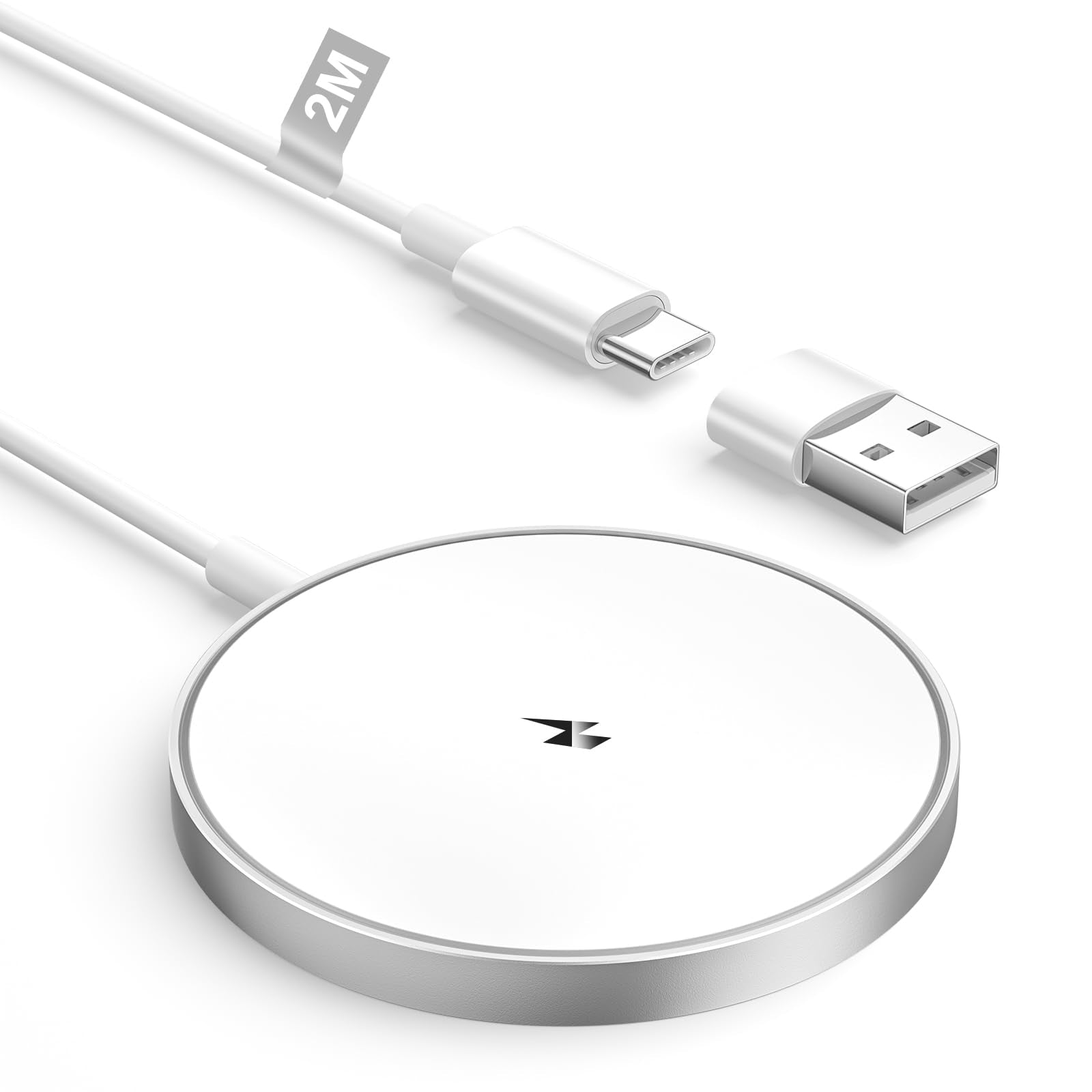 15W Wireless iPhone Charger, Mag-Safe Carregador Sem Fios Fast Charging Wireless iPhone Charger Wireless Charger for iPhone 17/16/15/14/13/12/11/Pro Max/XR/X/8 Series AirPods, Black