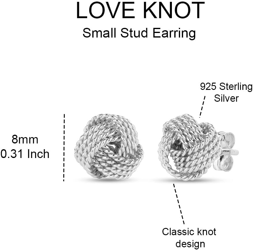 LeCalla Italian Silver Jewelry Stud Earring Twisted Design Wire Love Knot for Women