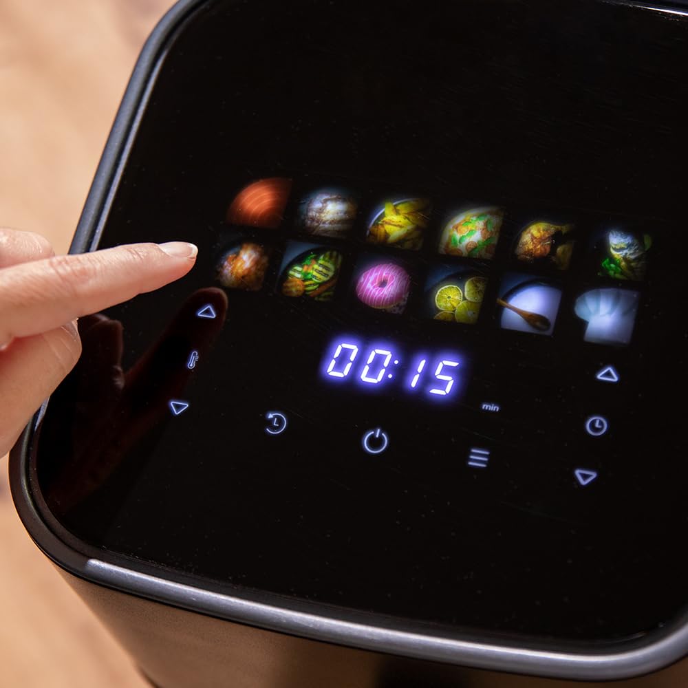 Cecotec Air Fryer 8L with Double Grill, Air Fryer, Cecofry&Grill Duoheat 8000. 2200W, Perfect Golden and Grill Flavor in Meat, Temperature between 80-200°C, 8 Menus and Window