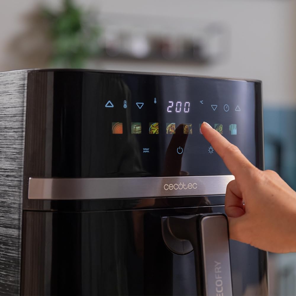 Cecotec Air Fryer 8L with Double Grill, Air Fryer, Cecofry&Grill Duoheat 8000. 2200W, Perfect Golden and Grill Flavor in Meat, Temperature between 80-200°C, 8 Menus and Window