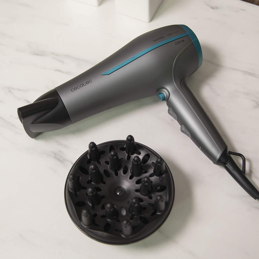 Cecotec Bamba IoniCare 5200 Aura Black Ionic Hair Dryer. 2300W, Concentrator and Diffuser, Frizz Free Hair, DC Motor, Real Ion, High Air Flow, 2 Speeds and 3 Temperatures