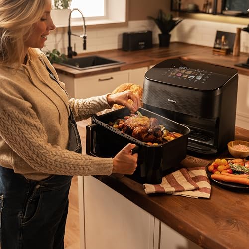 Cecotec Air Fryer 8L with Double Grill, Air Fryer, Cecofry&Grill Duoheat 8000. 2200W, Perfect Golden and Grill Flavor in Meat, Temperature between 80-200°C, 8 Menus and Window