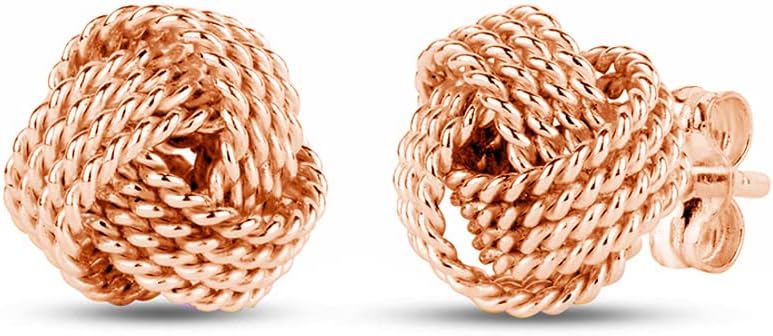 LeCalla Italian Silver Jewelry Stud Earring Twisted Design Wire Love Knot for Women