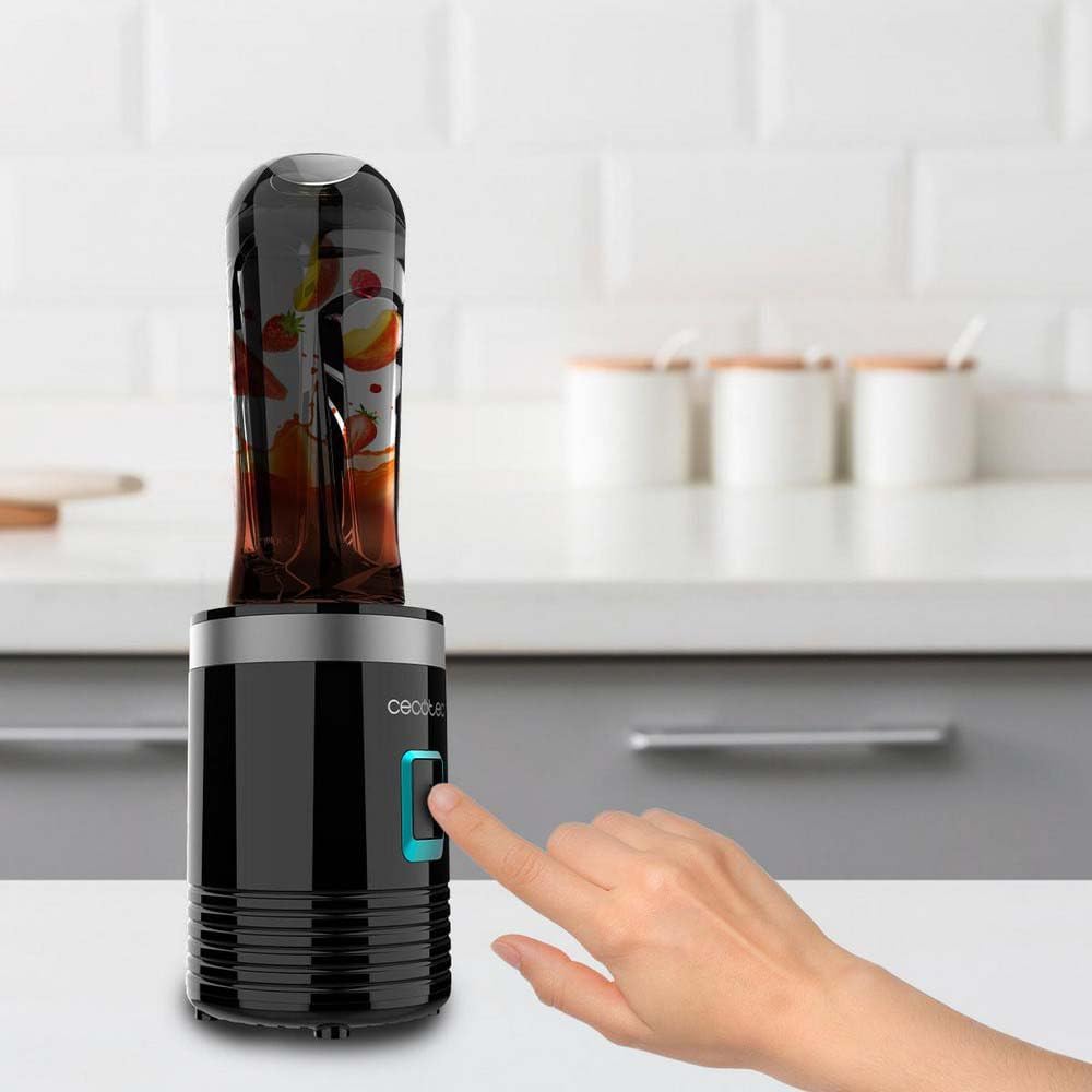 Cecotec EasyGo Power Titanium 350 350 W Portable Single Cup Blender, Ice Pick, 4 Blades Titanium Coated Black Blades, Includes 2 Cooling Tubes, 2 Portable Cups and 2 Lids