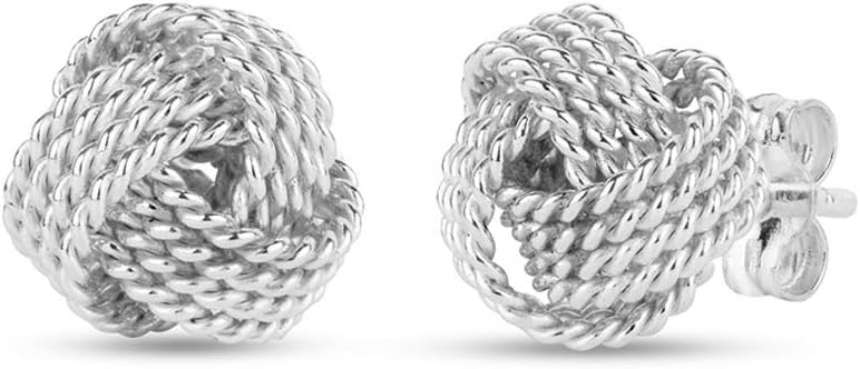 LeCalla Italian Silver Jewelry Stud Earring Twisted Design Wire Love Knot for Women