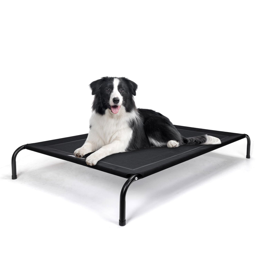 Nobleza Washable Raised Dog Bed, Cooling and Breathable for Outdoor and Indoor, Robust, Grey, L, 124 x 90 x 20 cm