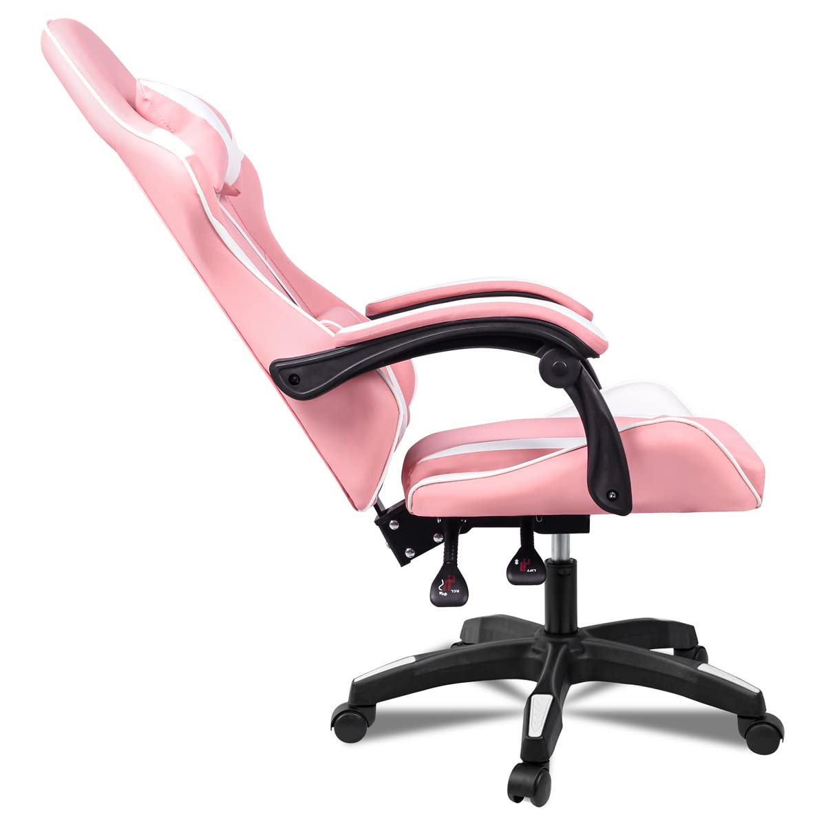 Ergonomic Reclining Gaming Chair with Lumbar and Cervical Cushion | Adjustable Height, Padded Armrests, 360° Wheels | Ideal for Office, Desk, Telework, Study, Gaming, Computer