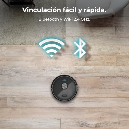 Cecotec Conga M50 Robot Vacuum Cleaner and Floor Scrubber, Laser Navigation, 5000Pa Suction Pressure, 3200 mAh Battery, Multifunction Brush for All Surfaces, Coverage up to 160 m²