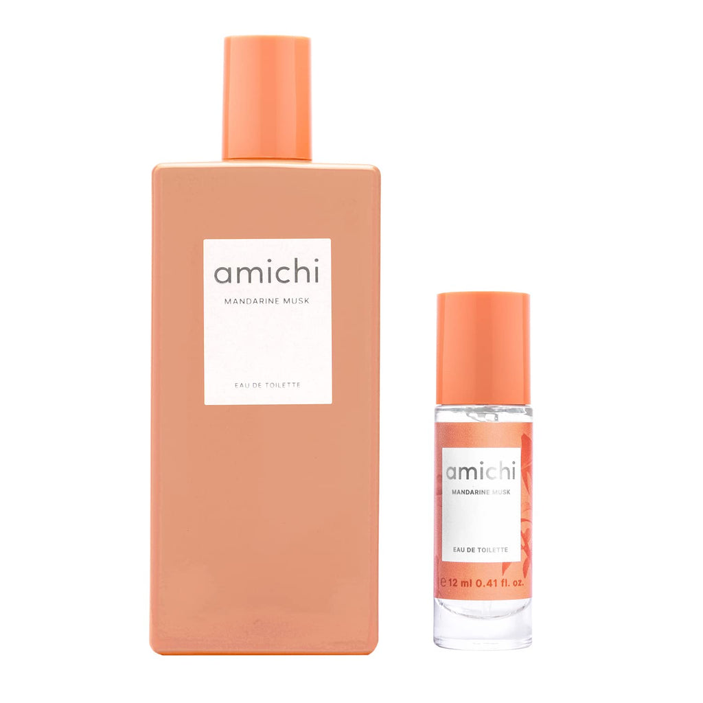 AMICHI - Mandarine Musk, Women's Gift Box, 75 ml Cologne + Body Wash 75 ml + Body Lotion 75 ml, Women's Eau de Toilette, Sweet and Citrus Fragrance, Long Lasting Extravagant Scent