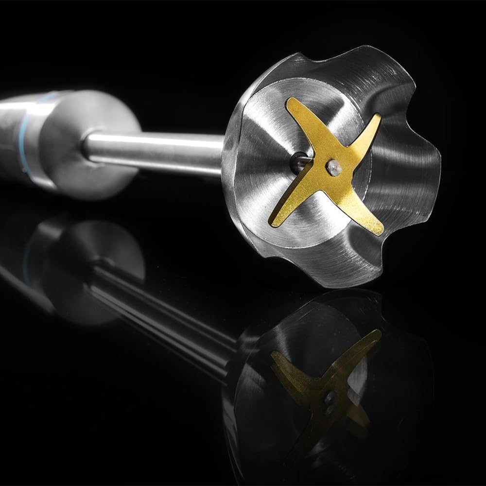 Cecotec Power TitanBlack 1500 XL PerfectCream&Crush Hand Blender, 1500 W, CrossBlades Technology with 4-Blade Blades, XL Foot, Includes Chopper, Whisk Sticks and Masher