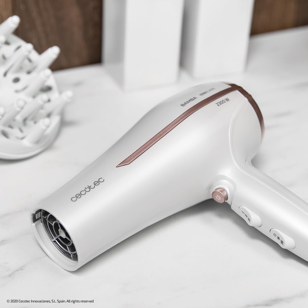 Cecotec Bamba IoniCare 5200 Aura Black Ionic Hair Dryer. 2300W, Concentrator and Diffuser, Frizz Free Hair, DC Motor, Real Ion, High Air Flow, 2 Speeds and 3 Temperatures