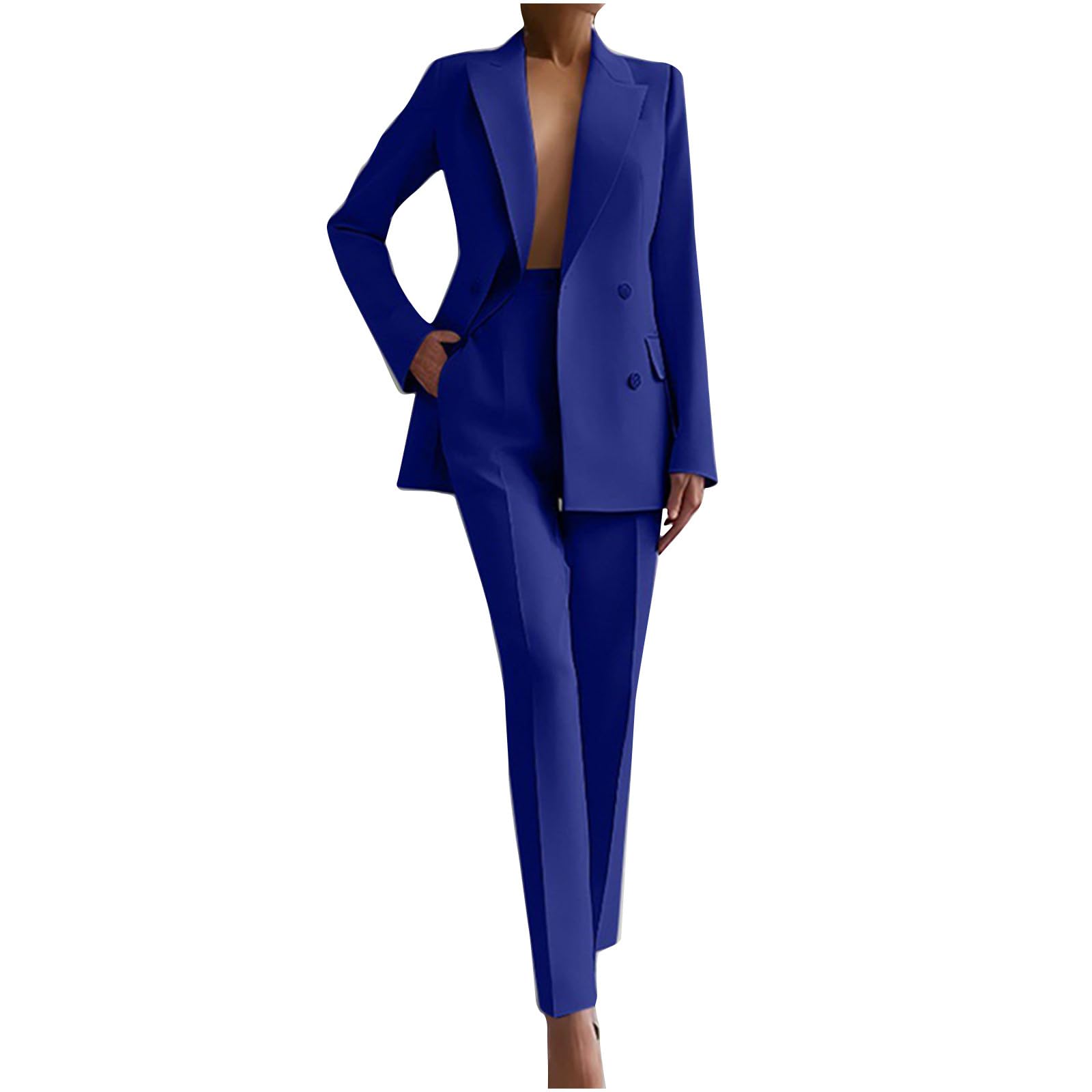 NUSGEAR 2 Piece Suit Women Fashion Blazer and Pants Long Autumn Winter Slim Fit Elegant Business Office Party Dinner Solid Color Casual Suit Basic Jacket Comfortable Coat Set 2025