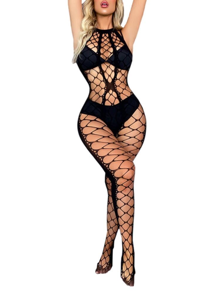 Buitifo mesh bodysuit woman plus size crotchless sexy sleepwear soft lingerie women