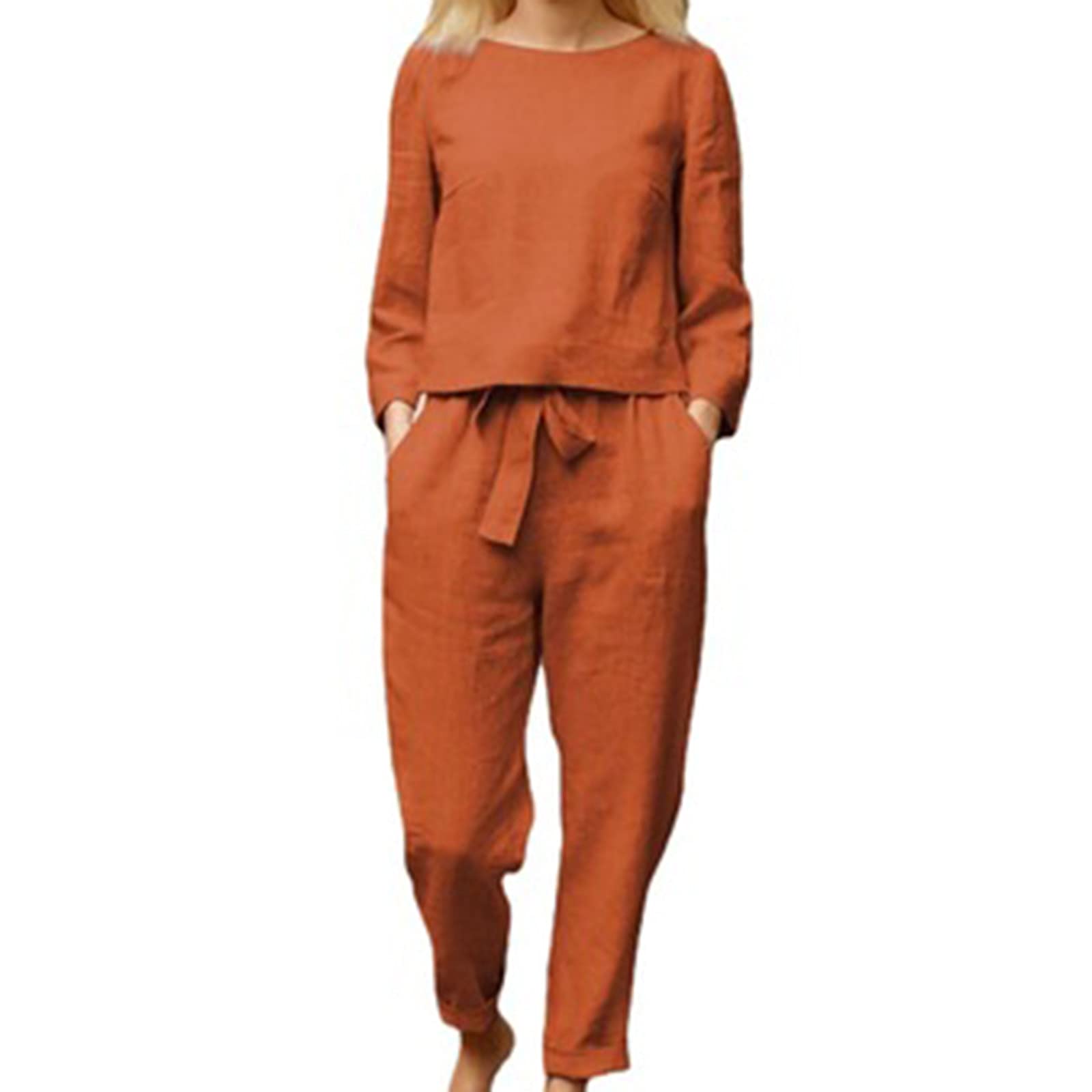 2023 Two Piece Set Women Casual Long Sleeve T-Shirt and Pants Drawstring Autumn Spring Sports Jogging Suit Plus Size Loose Set Fashion Comfortable Solid Color Home Pajama Tracksuit