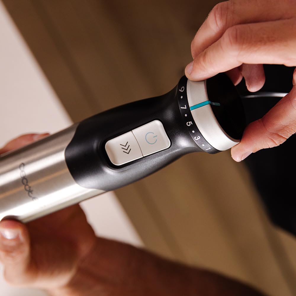 Cecotec Power TitanBlack 1500 XL PerfectCream&Crush Hand Blender, 1500 W, CrossBlades Technology with 4-Blade Blades, XL Foot, Includes Chopper, Whisk Sticks and Masher