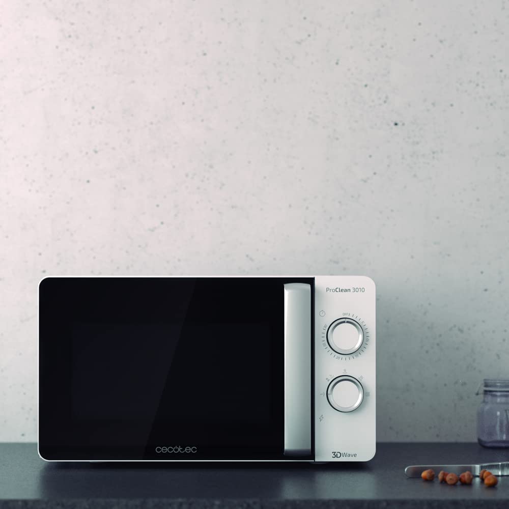 Cecotec ProClean 3010 Microwave, 700 W, 20 L Capacity, Ready2Clean Coating, 3DWave Technology, Defrost Mode, 6 Power Levels, Timer 30 mins