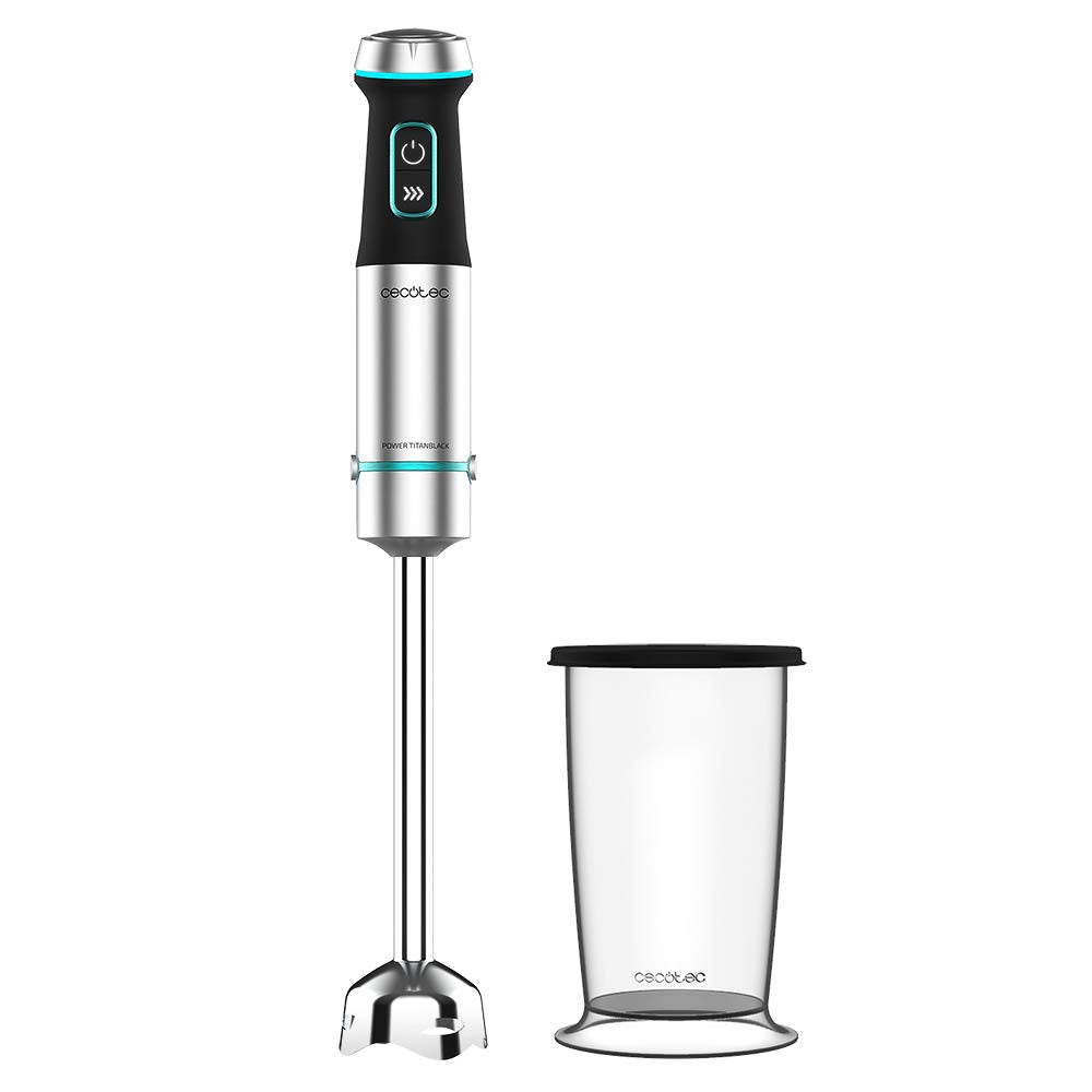Cecotec Power TitanBlack 1500 XL PerfectCream&Crush Hand Blender, 1500 W, CrossBlades Technology with 4-Blade Blades, XL Foot, Includes Chopper, Whisk Sticks and Masher